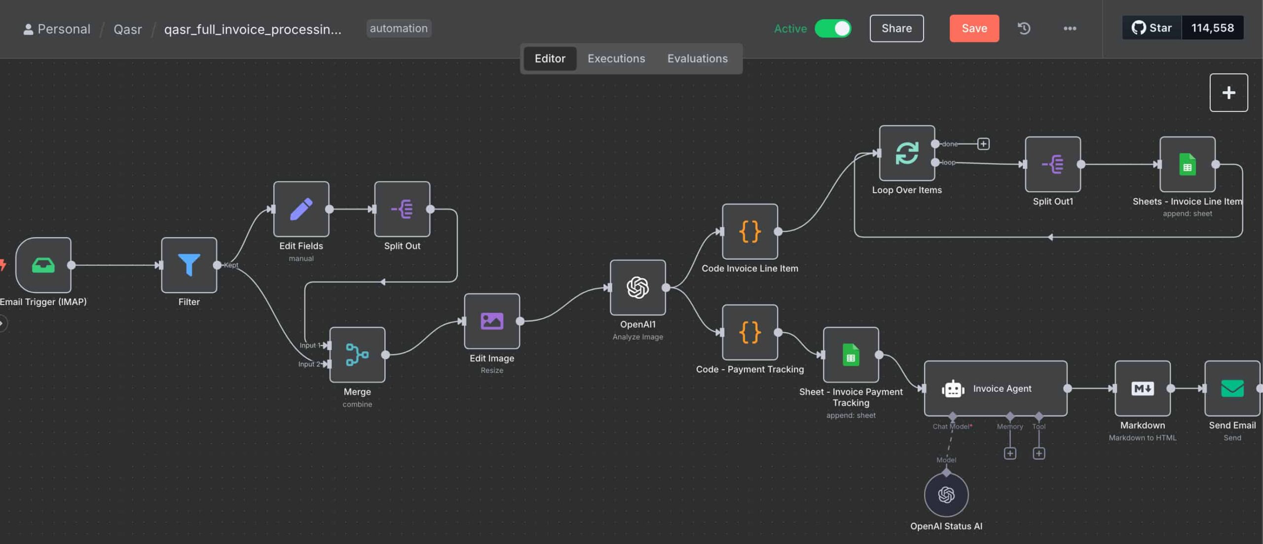 Automated Invoice Processing using AI Agent and N8N
